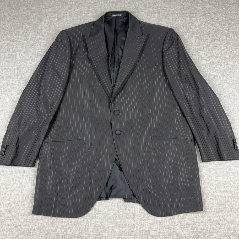 Pal Zileri Cerimonia Tuxedo Jacket Mens 58‎ Gray Stripe Wool Silk Slim Fit Italy